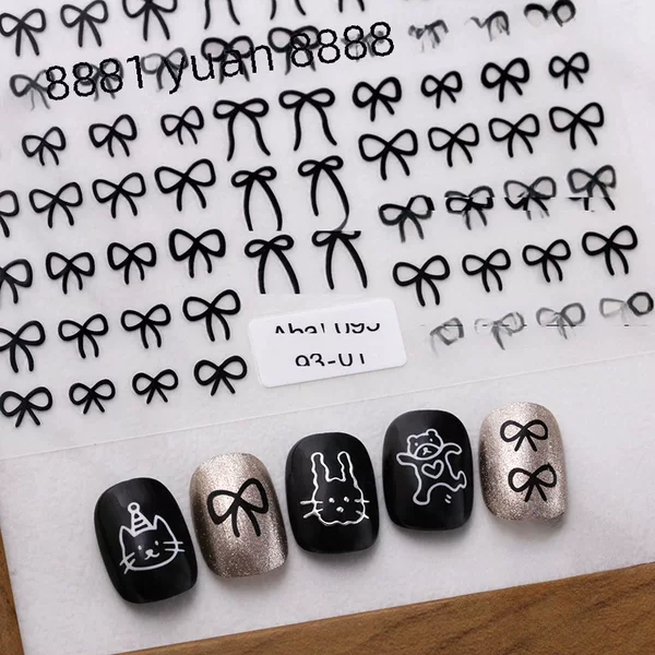 Aha manicure adhesive sticker ins graffiti cat puppy cartoon rabbit bow nail decorations decals