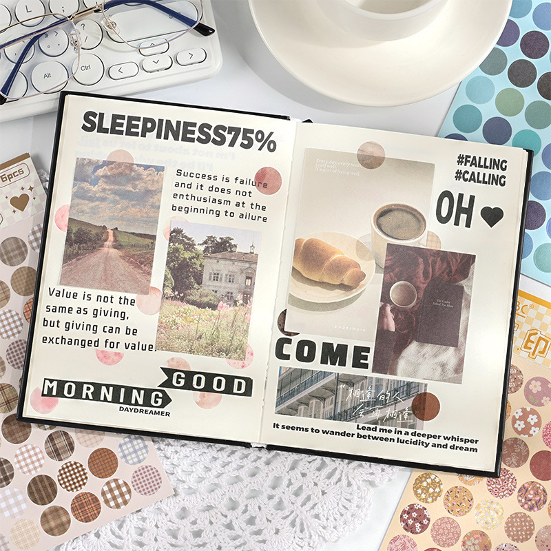 Colorido adorable y papel etiqueta pegatinas diy diario diario material de decoración marcador redondo pegatinas de sellado