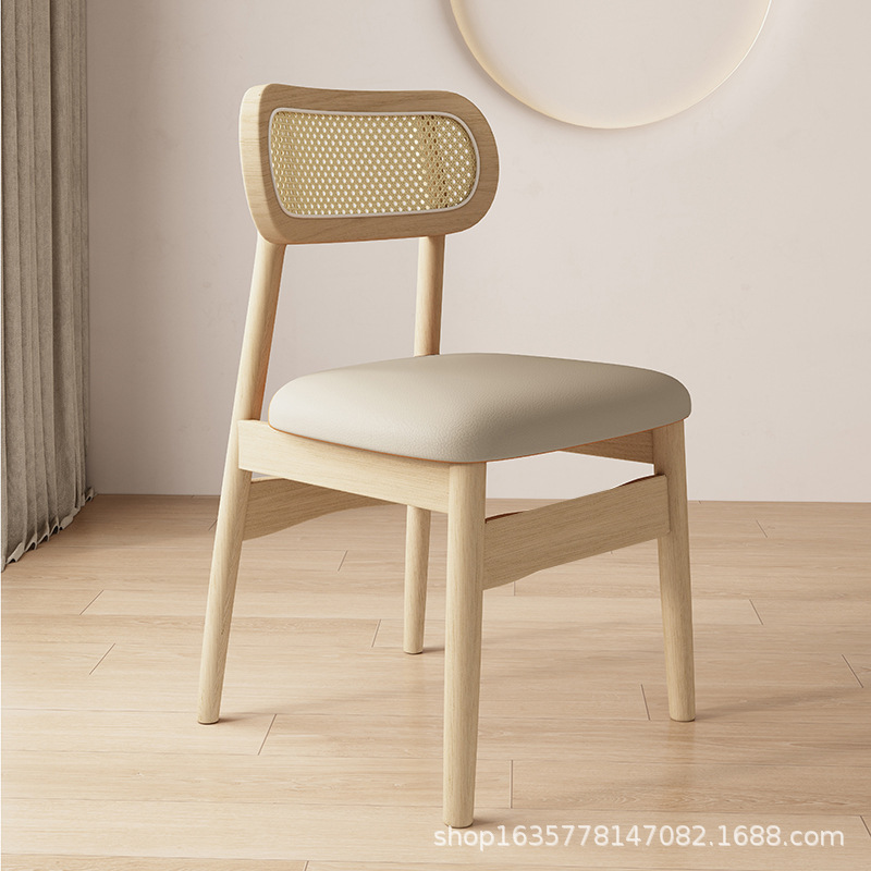 Sillas de madera sólida de caña de caña de mesa de comedor nórdico retro respaldo taburetes de caña simple y moderno hotel