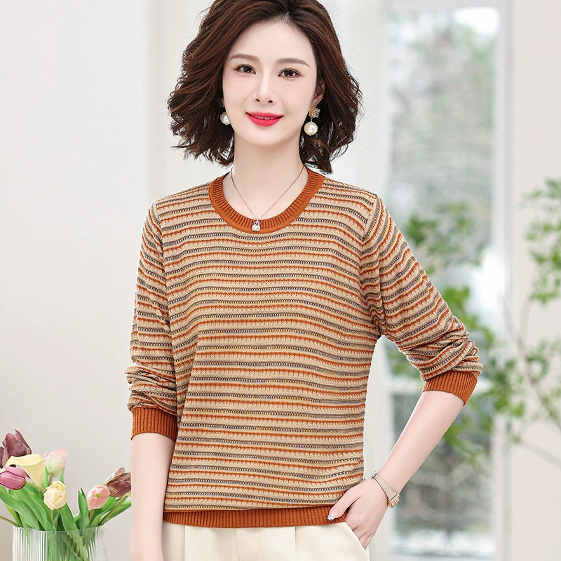 Молодая мама Тонкий свитер средних лет женская весенняя полосатая рубашка