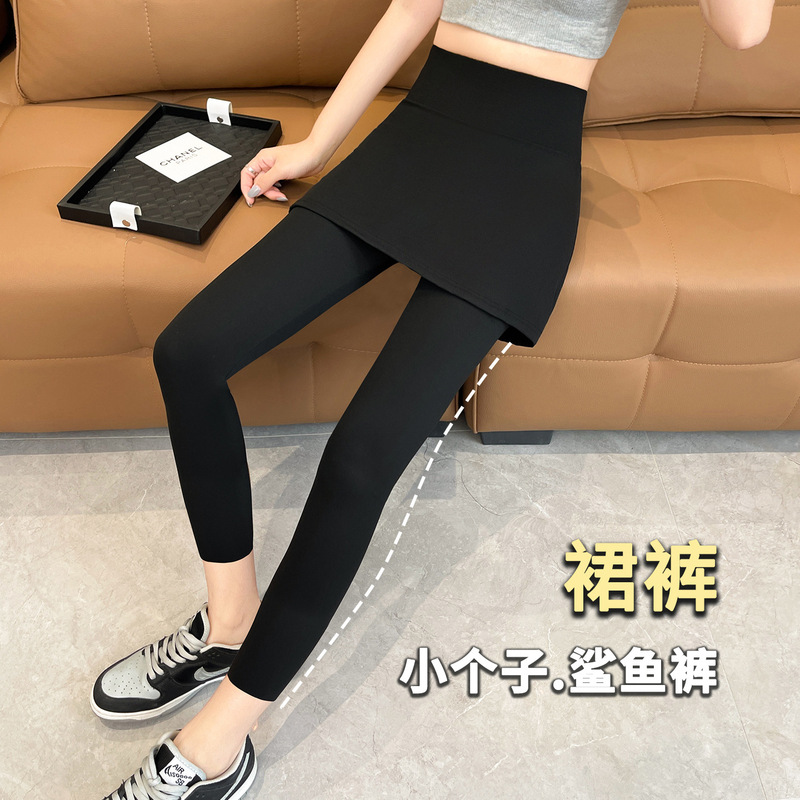 Petite Women's Faux Two-Piece Yoga Skirt Pants, High-Waisted, Tummy Control, Anti-Exposure Leggings, Running Sports Fitness Pants Petite Women's Faux Two-Piece Yoga Skirt Pants, High-Waisted, Tummy Control, Anti-Exposure Leggings, Running Sports Fitness Pants