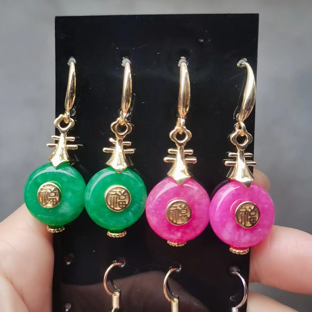emerald long fashionable earrings jade