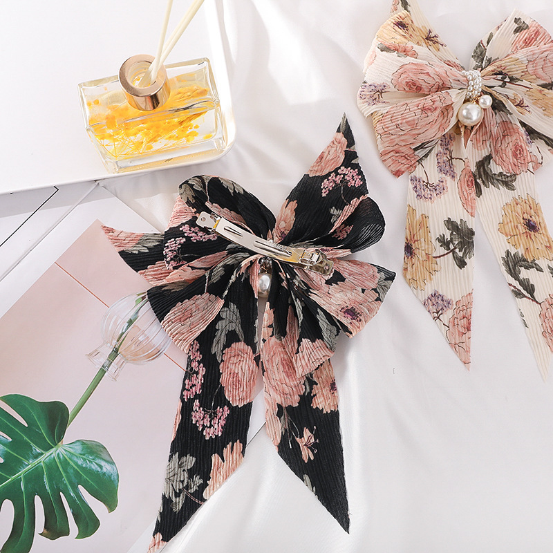 Nuevo jardín francés gran arco de flores cortas de té dulce clips de cabello de la cabeza posterior clips de cabello coreano adornamiento para el cabello