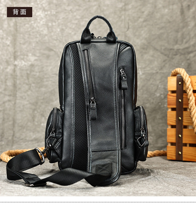 Túi đeo chéo nam da bò Marante đeo trước ngực cổ điển đa chức năng sức chứa lớn — Màu cà phê rơi tự nhiên, Màu đen rơi tự nhiên, Màu cà phê chi tiết 22