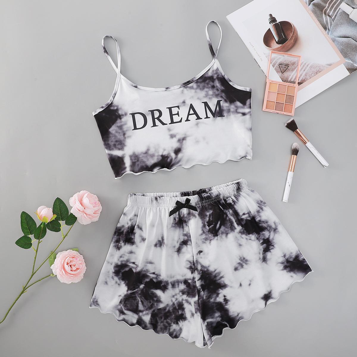 New tie-dye English DREAM print short-sl...