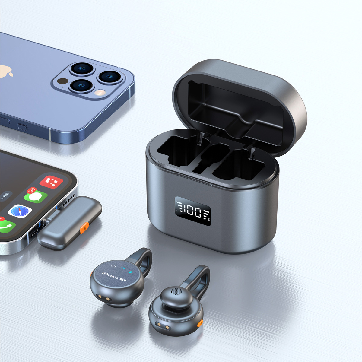 2025 Cross-Border New Product Wireless Lavalier Microphone Private Model Mini Hidden Live Broadcast Microphone Noise Reduction Manufacturer Wholesale