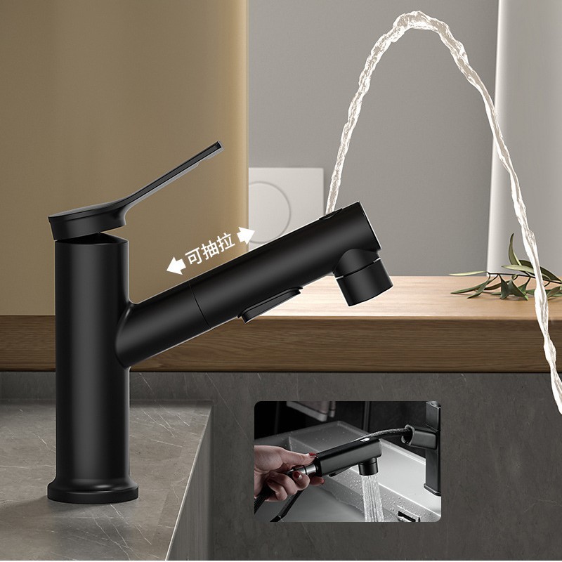 Todo el cobre de extracción de lavabo caliente y frío grifo de baño de un solo agujero lavabo lavabo lavabo fábrica de lavabo al por mayor