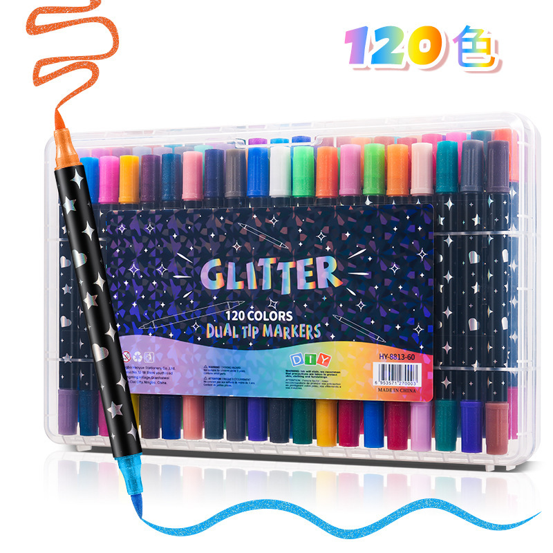 El popular marcador de purpurina de doble punta y doble color de Amazon, bolígrafo fluorescente con purpurina, marcador de purpurina para pintar, bolígrafo de acuarela