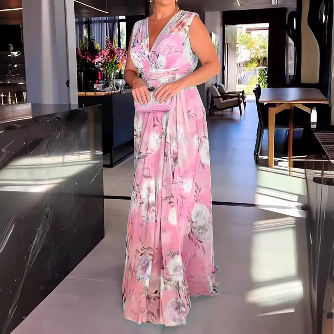 ヨーロッパとアメリカの貿易国境を越えた新しい婦人服アマゾンオフショルダープリントドレス夏のバックレススカートハイエンド