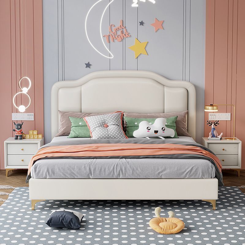 轻奢公主床现代简约家用青少年儿童床环保实木软包皮床主卧储物床