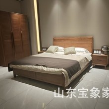 老榆木全实木床轻奢型主卧室木床复古型北欧极简式双人大床