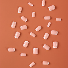 法式短芭蕾假指甲片穿戴美甲貼成品甲片貼24片美甲貼批發