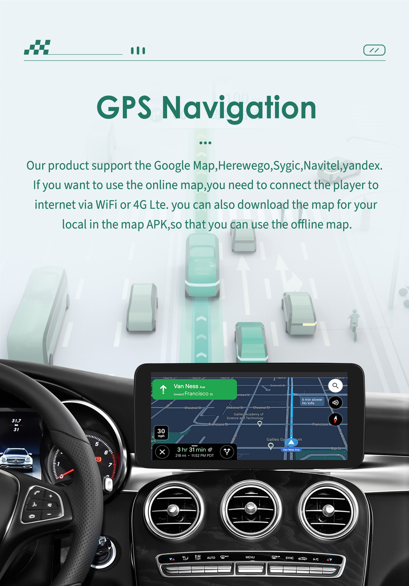 Suitable for 15-18 Mercedes Benz mercedes benz c class W205 X253 Android HD large screen navigator
