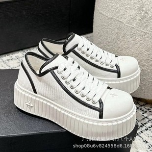 High version ~ XSMFK new stray skateboard shoes platform cake heel thick-soled biscuit shoes old casual canvas women's shoes