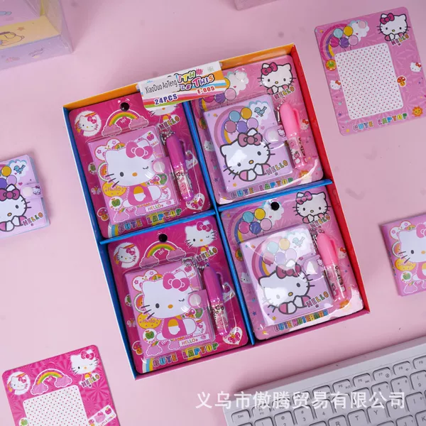 Cartoon Cute Hello Kitty Notebook with Pen, Soft Cover, High Aesthetic Value, DIY Student Planner, Notepad, Pocket-Sized Notebook