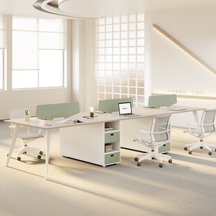 Staff Desk Office Employee Partition 2/6 Workstation Multi-Person Desk with Screen Desk and Chair Multi-Person Office Desk