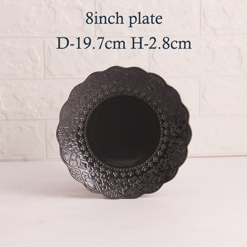 Delicado patrón de alivio retro vajilla de cerámica europea más vendida