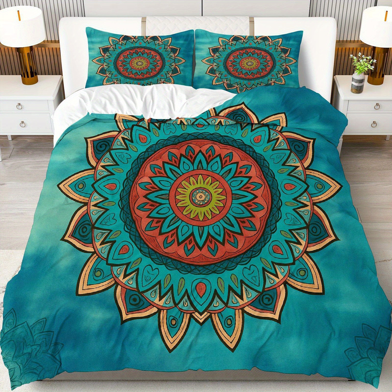 Transfronterizo textil para el hogar Mandala impresión digital quilt kit suave piel transpirable portador TEMU / JIT