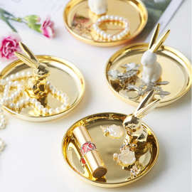 ins北欧风戒指托珠宝首饰架兔子首饰盘陶瓷梳妆台桌装饰小托盘