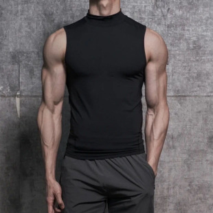 American Bodysuit Slim Sports Vest Men's Sleeveless Running Quick-Drying Track and Field High-Elastic Training Fitness Clothes Pro