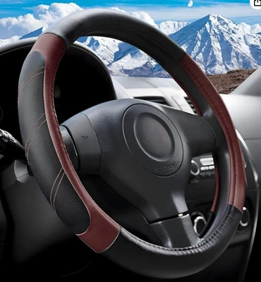 Cover, Direct from Factory, in — Steering wheel cover - sports-style-black-wine-red-38cm