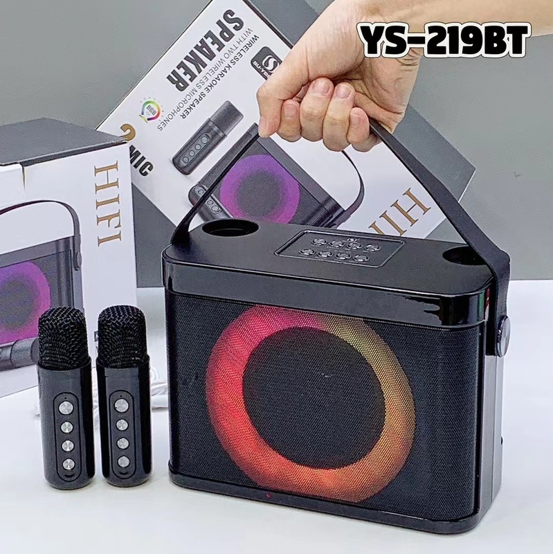 YS219BT手提蓝牙音箱家庭低音炮双麦克风无线话筒手机K歌蓝牙音响|undefined