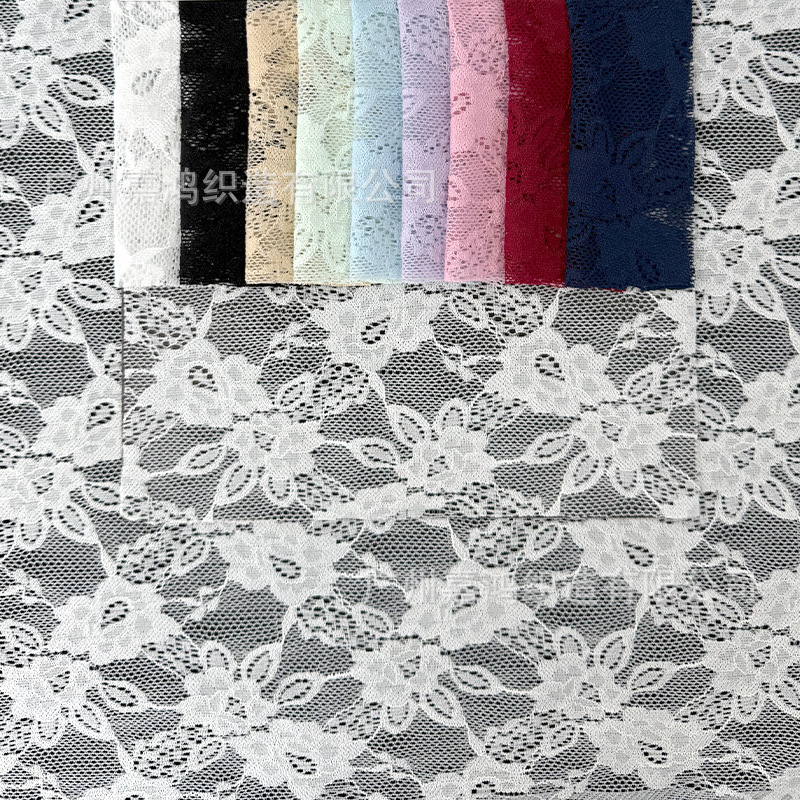 Primavera y verano nueva tela de encaje brocado amoniaco flores elásticas encaje hacer camiseta base vestido tela de encaje