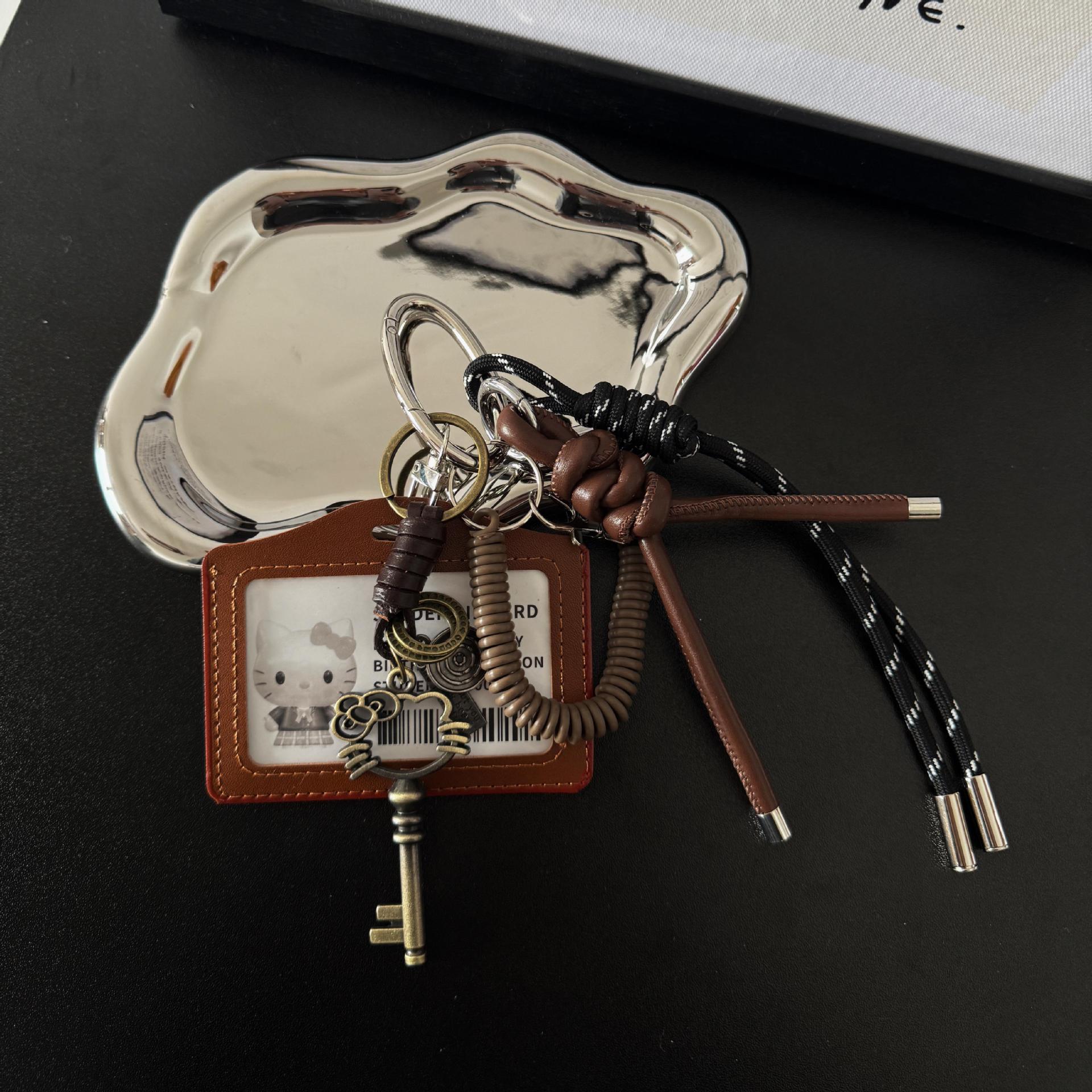 Brown k horizontal card holder pendant