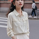 300斤特大码女装胖mm高级感长袖衬衫2025春秋新款POLO领洋气上衣，女装衬衫，变形策服饰