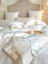 高级感床品欧式澳棉四件套全棉被套床单纯棉南通家纺白色床上用品