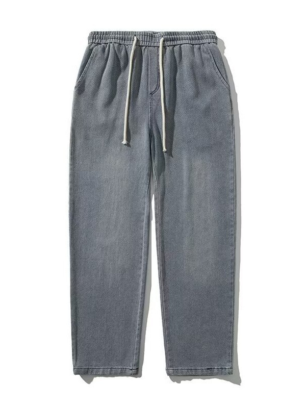 American Retro Jeans Men's Summer Korean-style All-match Casual Stappy Waist Stellar Pattern Loose Straight Pants