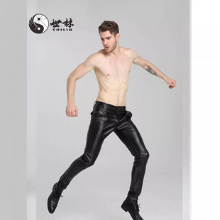 2025 Cross-Border Waterproof Spring & Fall New Motorcycle Leather Pants Men's Dance Tight Motorcycle Thin Large Size Pu Pants Batch