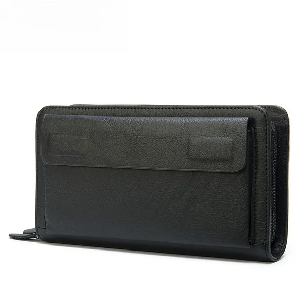 Wholesale Business Men's Wallet Long First-Layer Cowhide Clutch Double-Layer Zipper Wallet Coin Purse for Men 9069