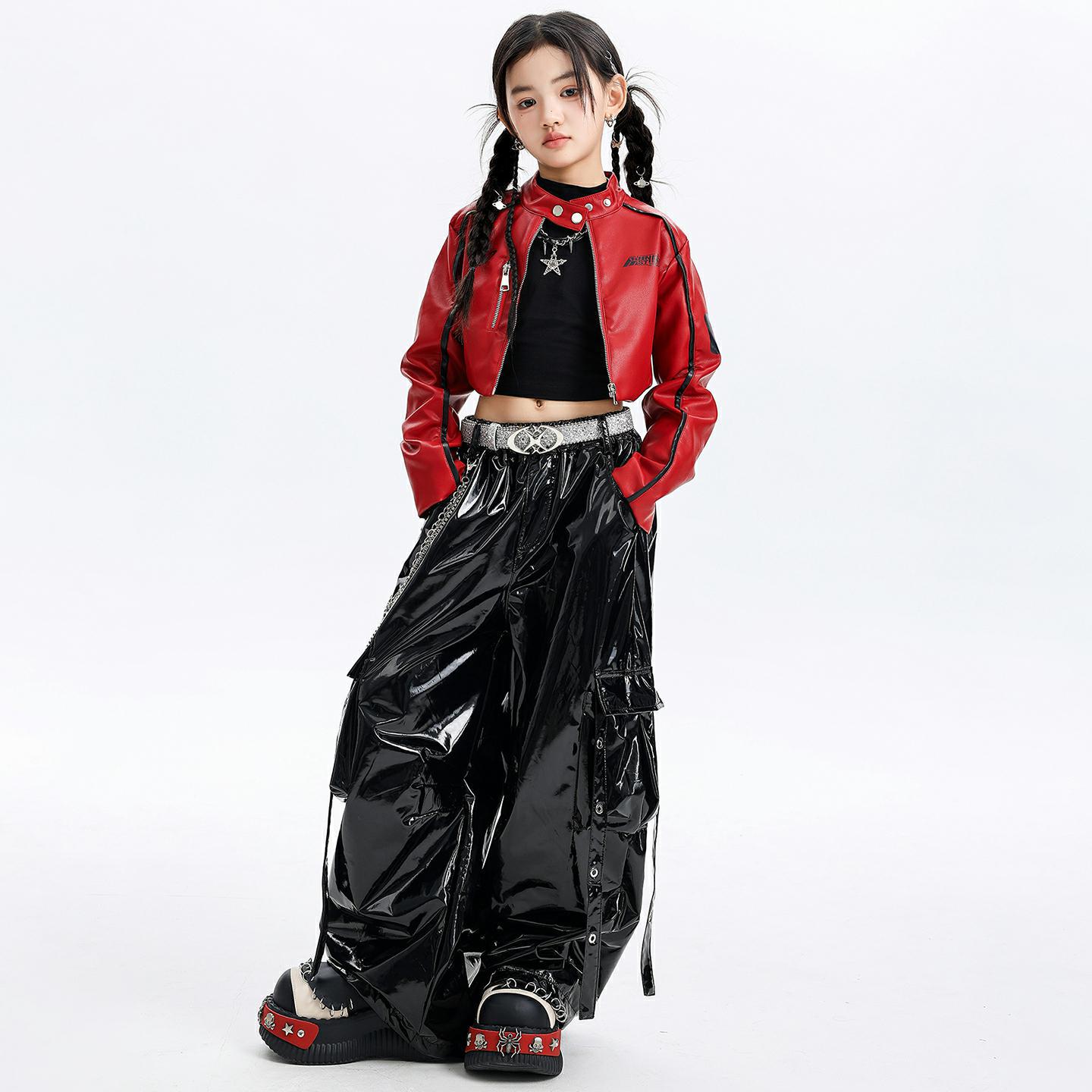 Jazz Dance Girls' Clothing Trendy and Fashionable Kidsren's New Year's Day Long-Sleeved Jacket Performance Clothing Girls Jazz Practice Clothes