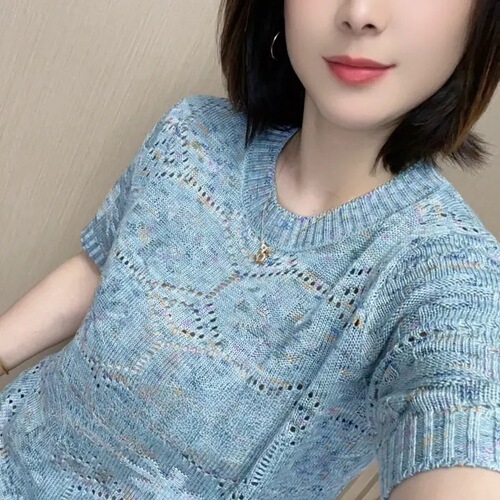 [Stars Magic] 2025 summer Korean style loose and slimming fashionable Western-style rice grid jacquard all-match blouse