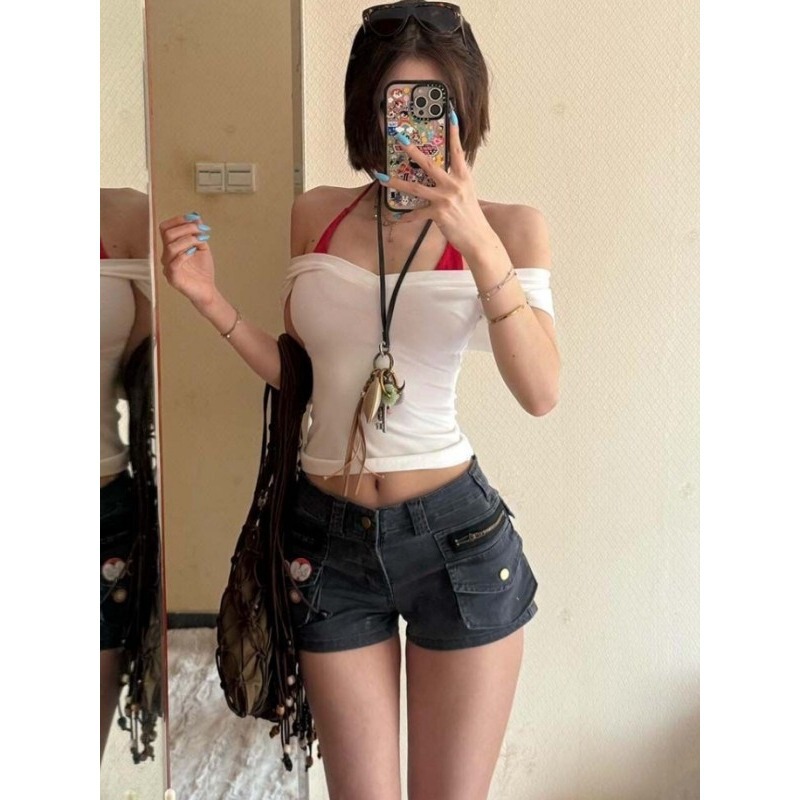 Hot Girl Style Low-Waist Washed Workwear Denim Shorts for Women, 2026 Summer New Slim-Fit Flattering Hot Pants Trend