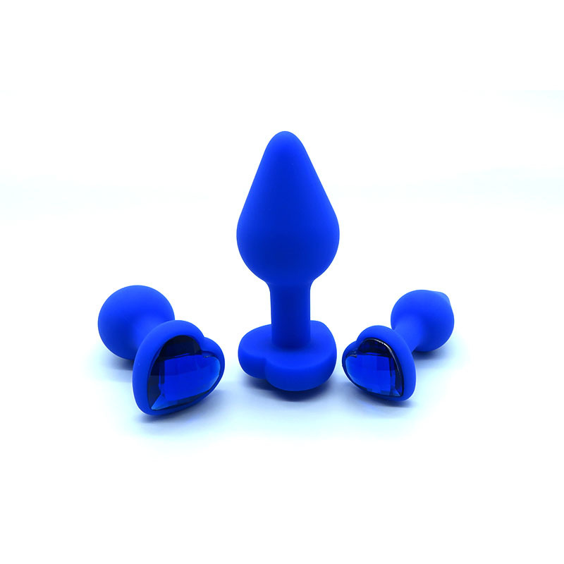 Heart-Shaped Silicone Anal Plug, Large Blue Waterproof Design for Adults — detail image 1