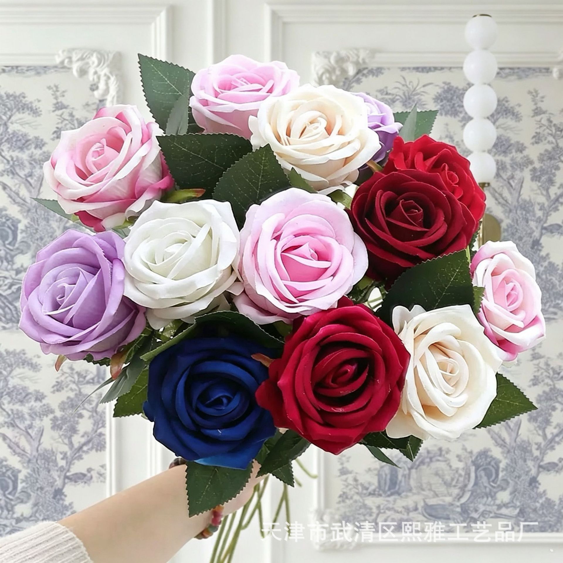 Single Flannel Simulation Rose Wedding Home Decoration Simulation Flower Valentine's Day Bouquet Flower Wall Flower-arranging Fake Flower
