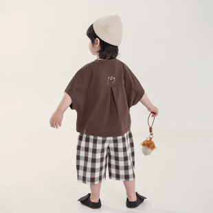 Changguo Kidsren's Clothing Boys' Short-Sleeved T-Shirts Kidsren's Summer New Bat-Sleeved Tops for Small and Medium-Sized Kidsren Loose Half-Sleeves