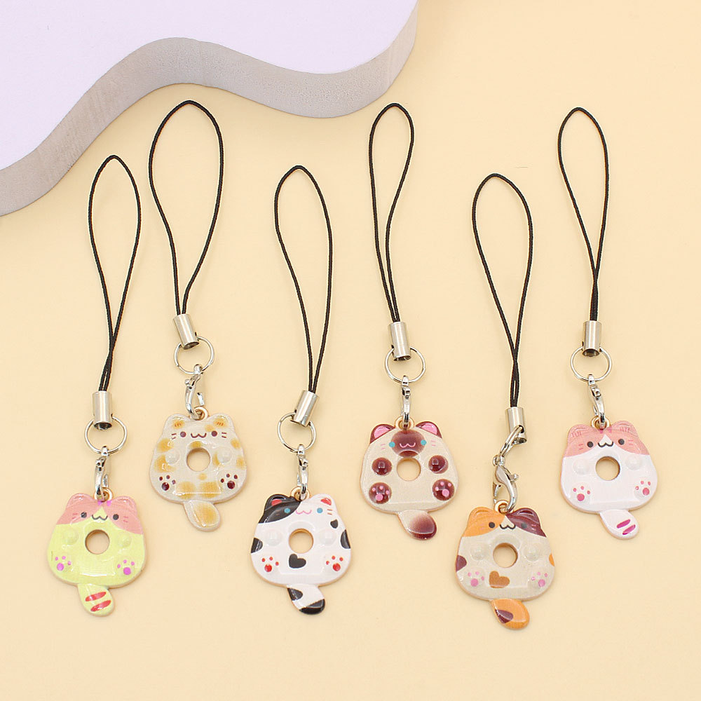 Mobile Phone Hanging Chain, Bag Accessories, Hand Ledger, Cute Cat Donut Handmade Pendant, Cross-Border Cartoon Jewelry