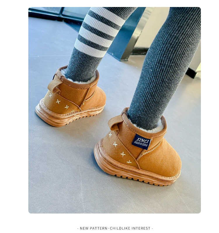 2023 Stivali da neve per bambini ispessiti invernali Scarpe di cotone calde Stivali per ragazzi e ragazze Scarpe in cotone per bambini con suola morbida antiscivolo_voghion.com