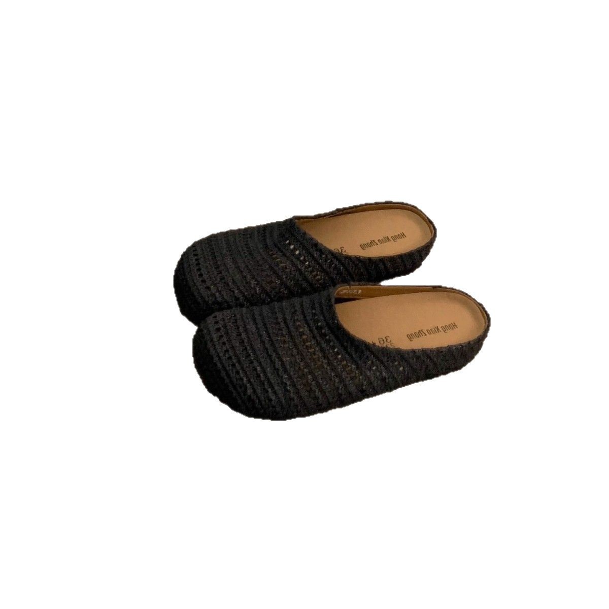 Bohemia Bocken de fondo grueso para las mujeres, 2025 vacaciones de primavera y verano, zapatos de zapato con cabeza y media zapatilla.