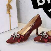 322-H133 European and American banquet, one foot fashion high heels for women, square toe rhinestone ribbon bow single shoes for women