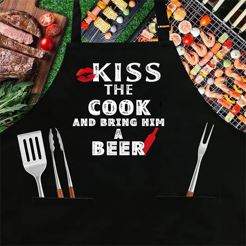 Amazon transfronterizo Venta caliente delantal de poliéster carta Halter restaurante ropa de trabajo hogar cocina delantal al por mayor personalizado