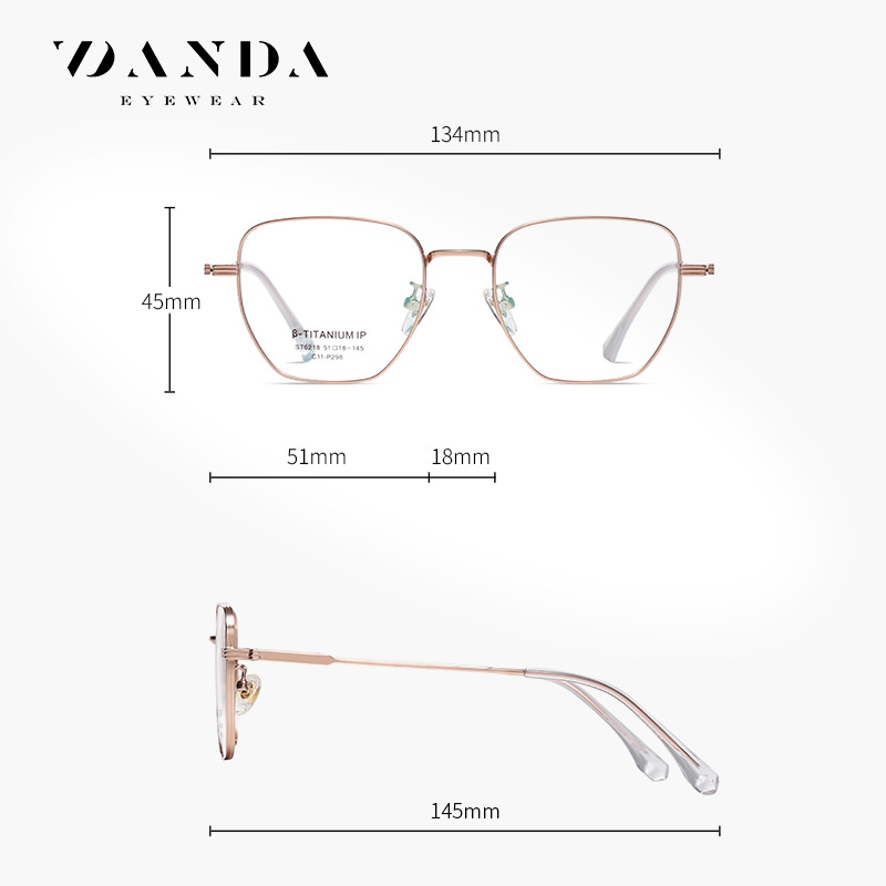 ST6218 hombres y mujeres de moda pueden coincidir con gafas de miopía Marco de gafas de polígono liso