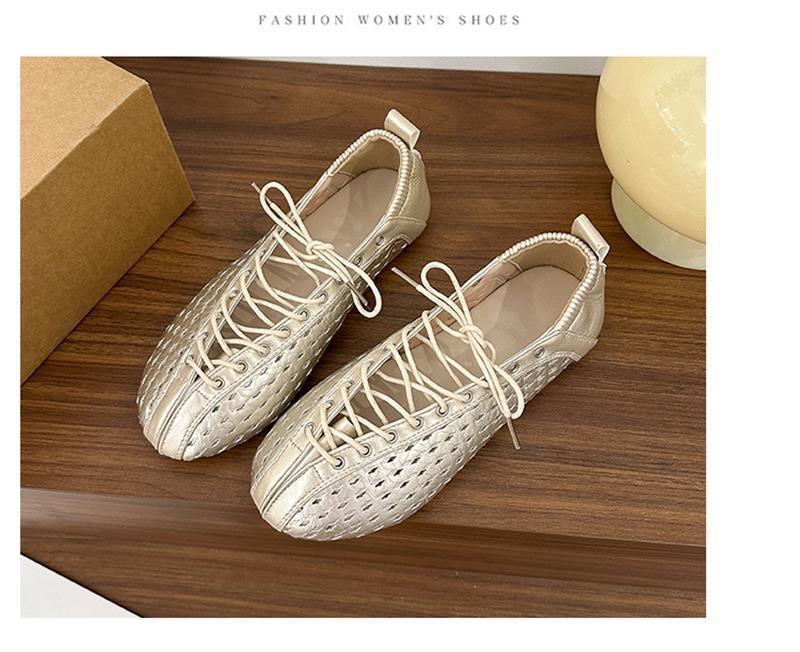 2026 primavera y verano retro correa francesa trenzada correa de agujero Mary Jane zapatos de ballet soleos sandalias romanas