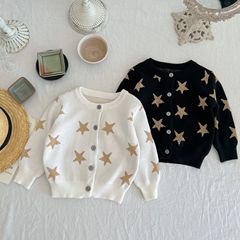 ins autumn new baby knitted sweater cardigan baby girl long-sleeved cotton star top jacket