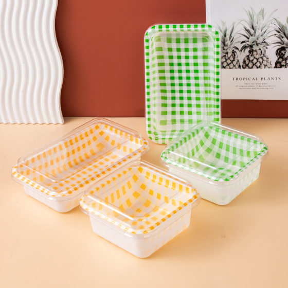 Internet celebrity square tiramisu cake box vintage plaid ins style bento box sandwich dessert packaging box