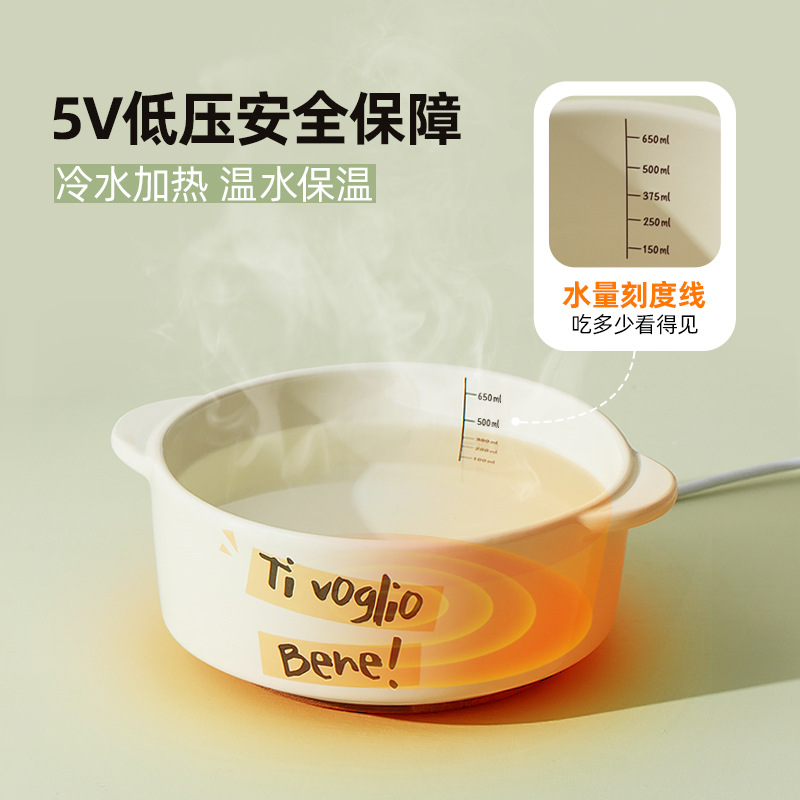 Calentamiento de temperatura constante dispensador de agua de cerámica alta pierna gato tazón soporte cervical perro tazón gato tazón binaural mascota beber tazón de comida