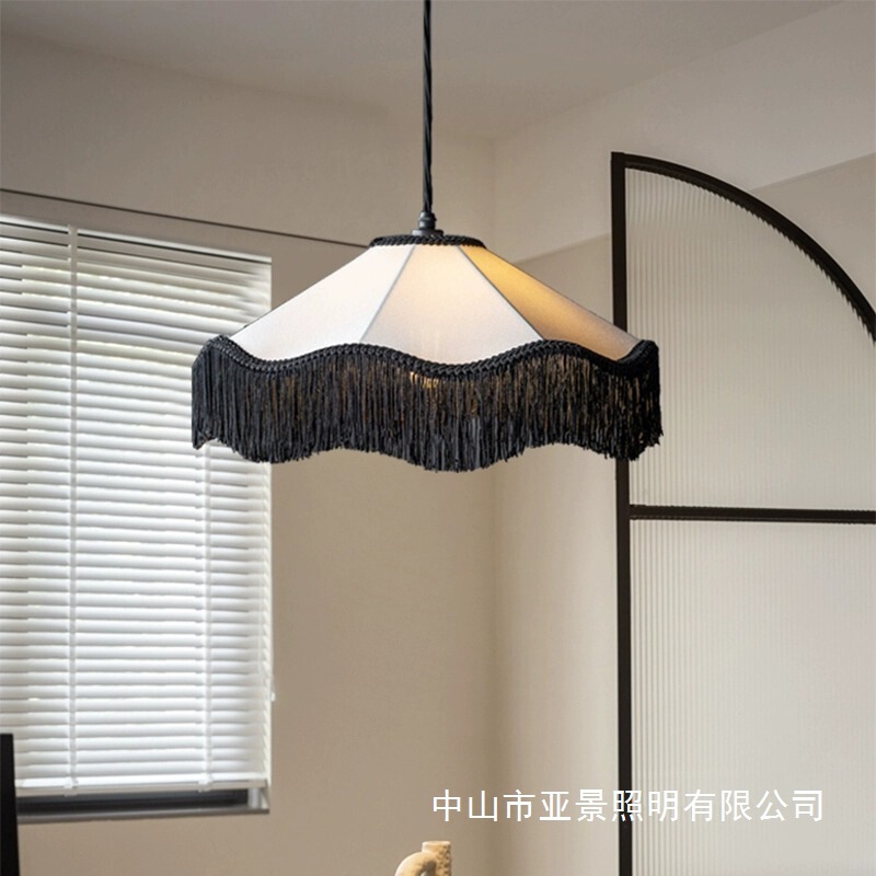 2026 Antique Tassel Lampshade Chandelier Decoration Ceiling Lampshade Chandelier French Retro Tassel Fabric Chandelier